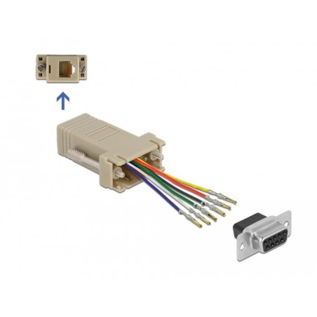 Delock adaptador d-sub hembra de 9 pines a rj12 6p/6c hembra, kit de montaje