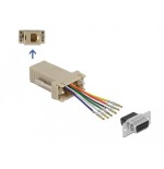 Delock adaptador d-sub hembra de 9 pines a rj12 6p/6c hembra, kit de montaje