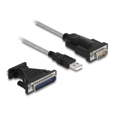 Delock adaptador usb 2.0 tipo-a a 1 x serial rs-232 d-sub 9 + adaptador d-sub 25