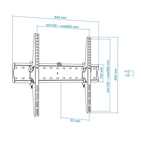 Tooq soporte fijo de pared para tv de 37"-70" - inclinable - peso max 40kg - vesa 600x400mm - negro