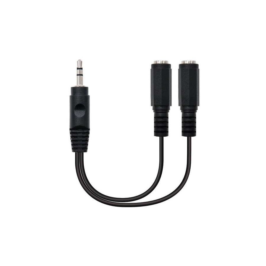 Nanocable cable audio estereo 2x jack 3.5mm hembra a jack 3.5mm macho 0.15m - negro