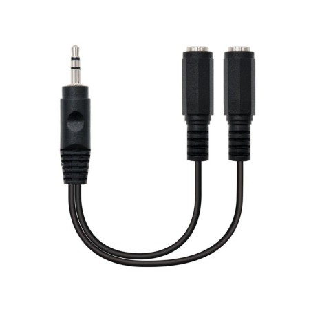 Nanocable cable audio estereo 2x jack 3.5mm hembra a jack 3.5mm macho 0.15m - negro