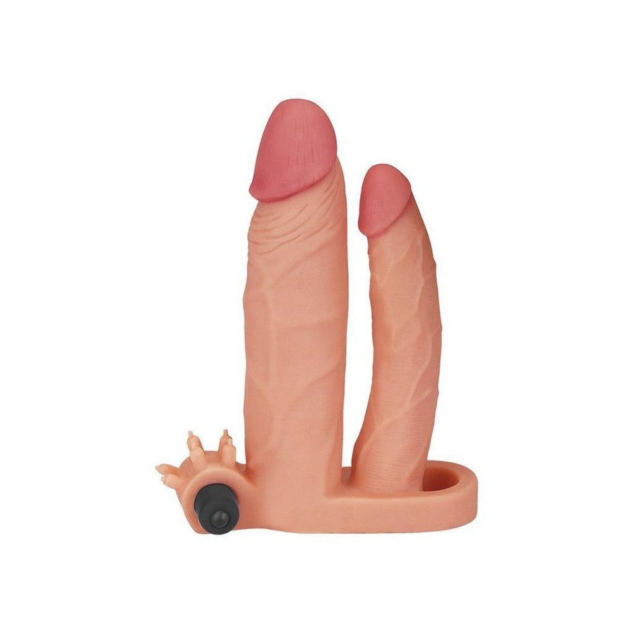 Funda para el pene doble con vibración +1