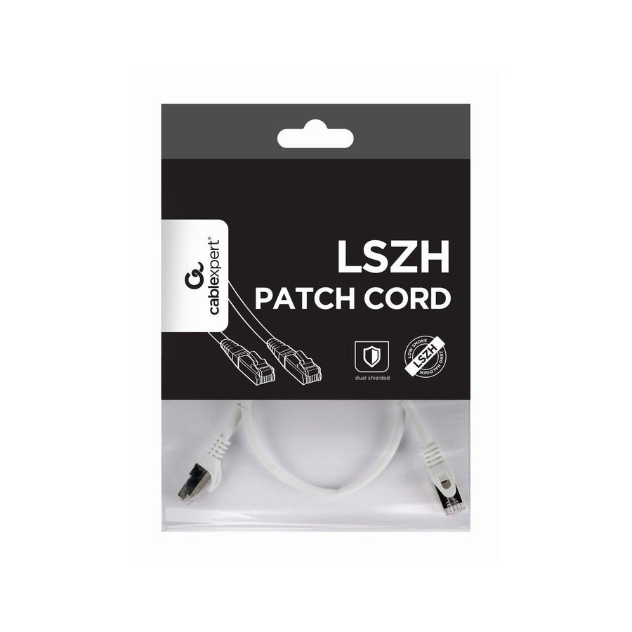 Cable de red gembird rj45 cat.6a sftp lszh 0.5m blanco pp6a-lszhcu-w-0.5m