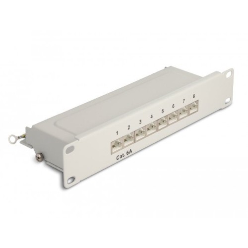 Delock panel de conexiones de 10" de 8 puertos cat.6a 1u gris