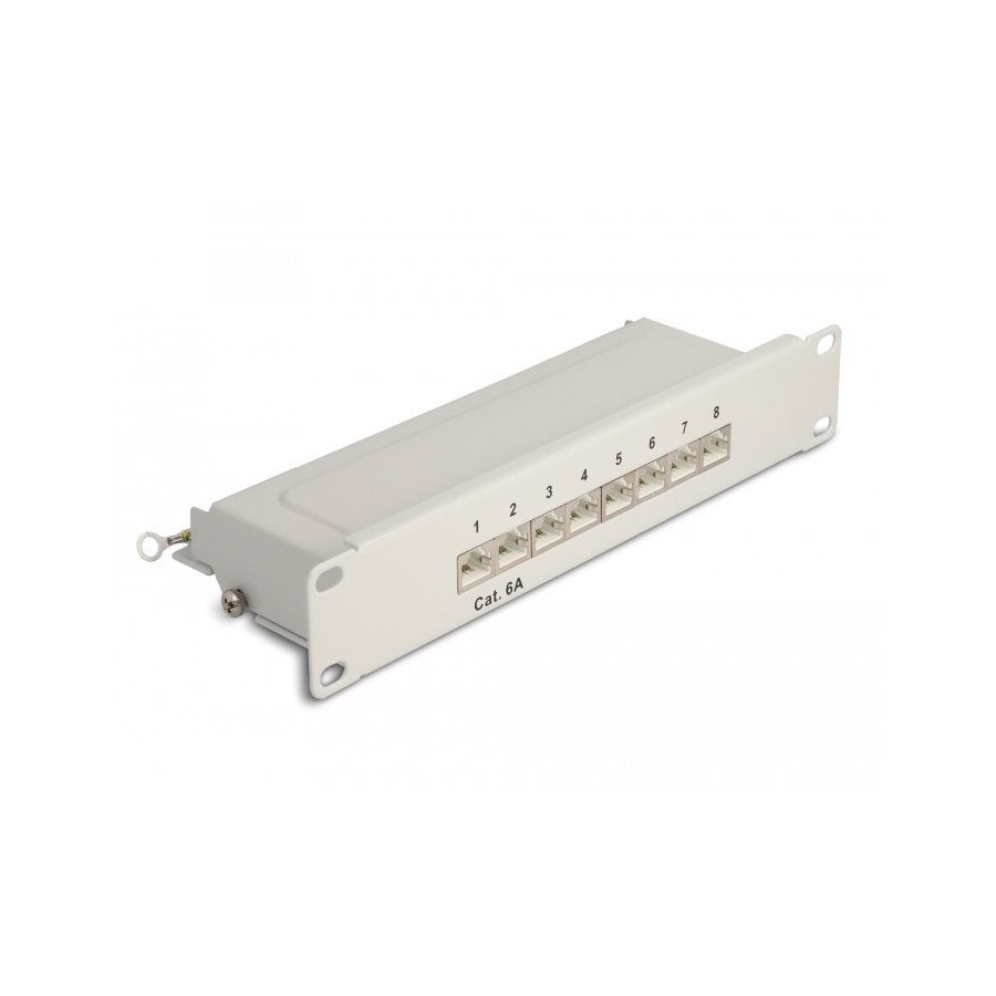 Delock panel de conexiones de 10" de 8 puertos cat.6a 1u gris