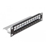Delock panel de conexión keystone de 10" de 12 puertos con alivio de tensión 1u negro