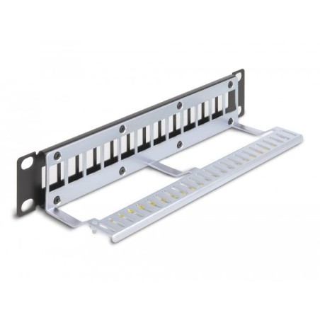 Delock panel de conexión keystone de 10" de 12 puertos con alivio de tensión 1u negro
