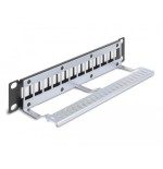 Delock panel de conexión keystone de 10" de 12 puertos con alivio de tensión 1u negro