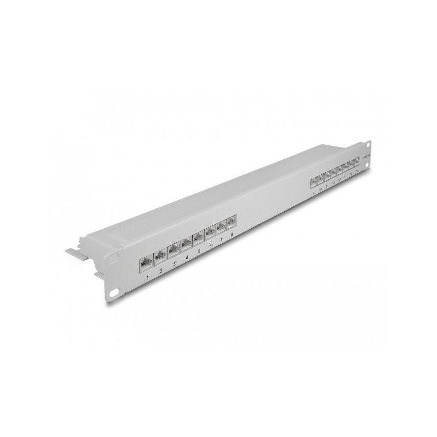 Delock panel de conexiones de 19" de 16 puertos cat.6a 1u gris
