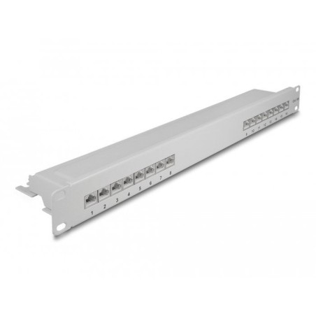 Delock panel de conexiones de 19" de 16 puertos cat.6a 1u gris