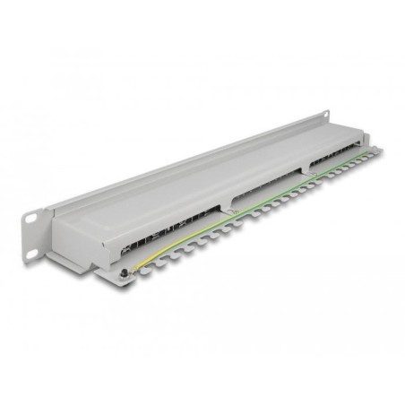 Delock panel de conexiones de 19" de 16 puertos cat.6a 1u gris
