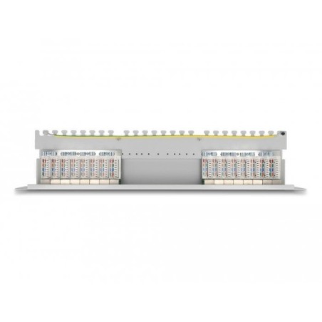 Delock panel de conexiones de 19" de 16 puertos cat.6a 1u gris