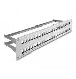 Delock patch panel keystone de 19" de 48 puertos con alivio de tensión 2u gris