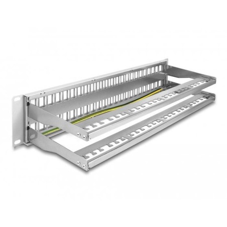 Delock patch panel keystone de 19" de 48 puertos con alivio de tensión 2u gris