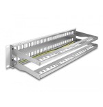 Delock patch panel keystone de 19" de 48 puertos con alivio de tensión 2u gris