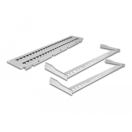 Delock patch panel keystone de 19" de 48 puertos con alivio de tensión 2u gris
