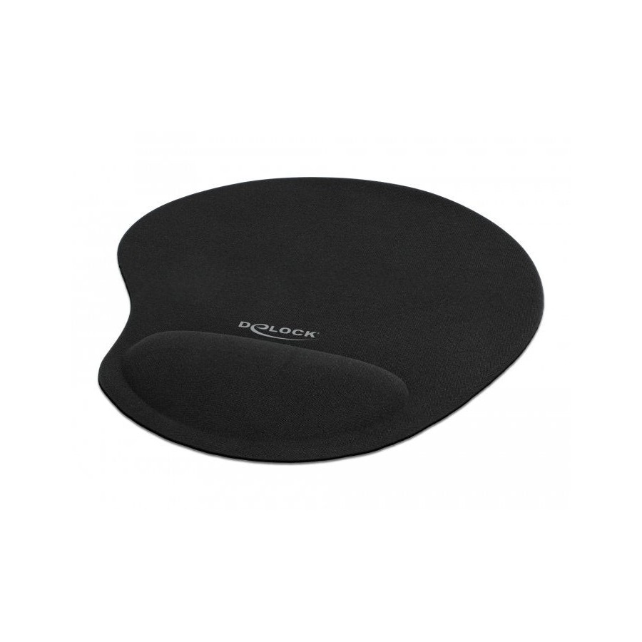 Delock alfombrilla para raton ergonómica con reposa muñecas de gel negro 230 x 202 x 24 mm