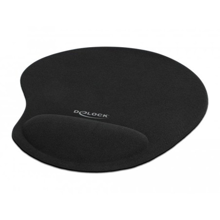 Delock alfombrilla para raton ergonómica con reposa muñecas de gel negro 230 x 202 x 24 mm