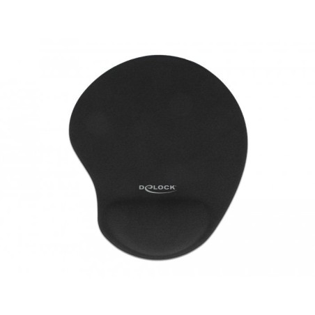 Delock alfombrilla para raton ergonómica con reposa muñecas de gel negro 230 x 202 x 24 mm