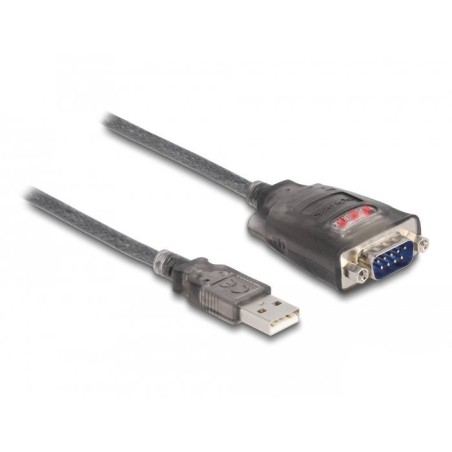 Delock adaptador usb 2.0 tipo-a a 1 x serial rs-232 d-sub 9 pin macho con tuercas con 3 x led 1 m