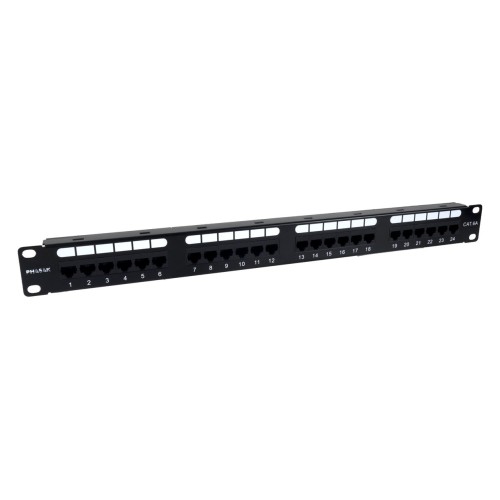 Phasak panel de transferencia utp 19" cat. 6a dual 24 puertos 1u negro