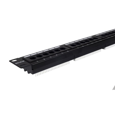 Phasak panel de transferencia utp 19" cat. 6a dual 24 puertos 1u negro