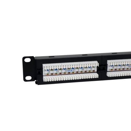 Phasak panel de transferencia utp 19" cat. 6a dual 24 puertos 1u negro