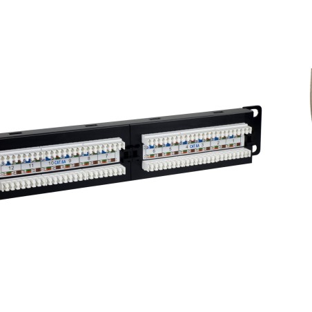 Phasak panel de transferencia utp 19" cat. 6a dual 24 puertos 1u negro
