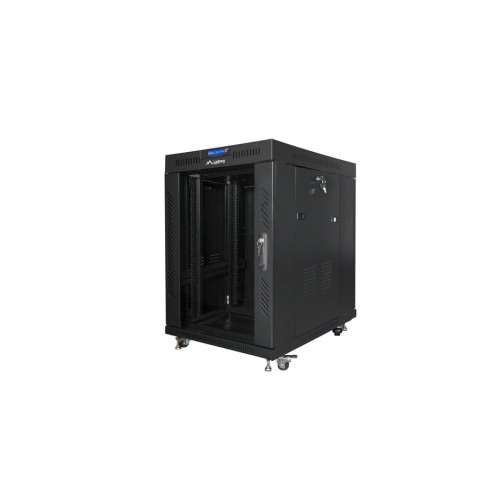 Armario rack 19" autónomo 15u/800x1000 lcd con puerta cristal negro lanberg (flat pack)