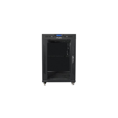 Armario rack 19" autónomo 15u/800x1000 lcd con puerta cristal negro lanberg (flat pack)