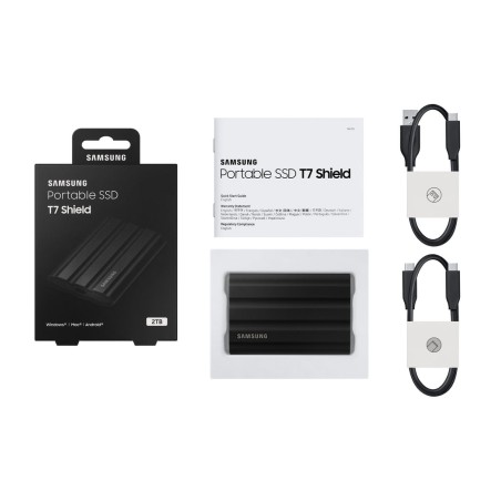 Disco externo ssd samsung 2tb portable t7 shield usb3.2 negro