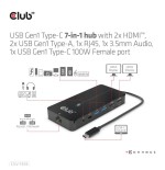 Club3d usb-7-in1-hub usb-c  2xhdmi/2xusb/rj45/usb-c 100w retail