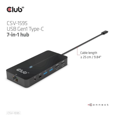 Club3d usb-7-in1-hub usb-c  2xhdmi/2xusb/rj45/usb-c 100w retail