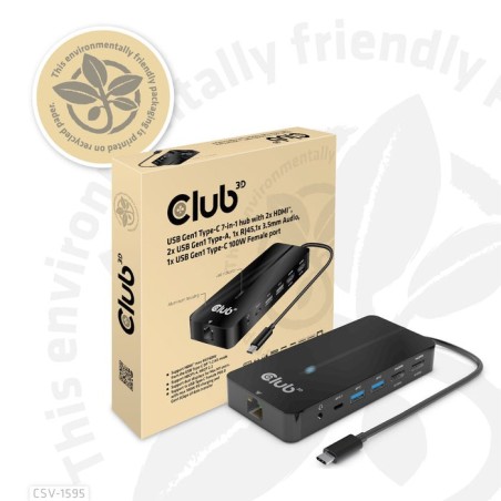 Club3d usb-7-in1-hub usb-c  2xhdmi/2xusb/rj45/usb-c 100w retail