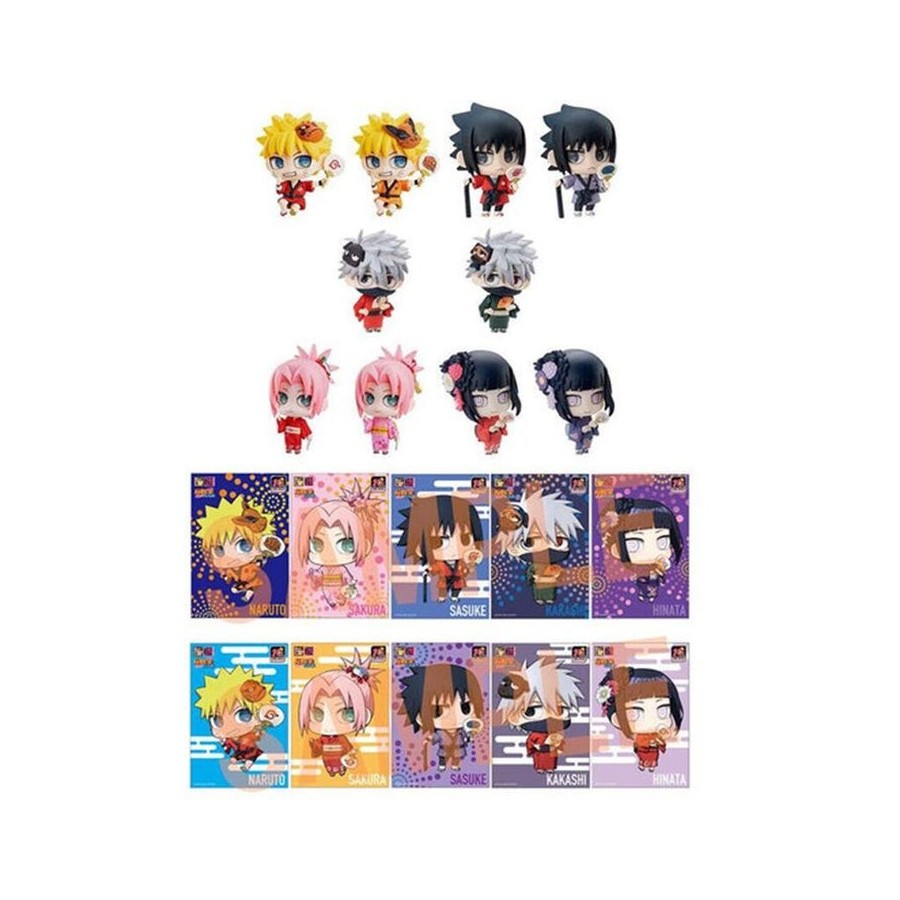 Set figuras con postales megahouse naruto shippuden petit chara land 10th anniversary