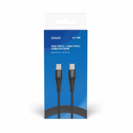 Cable savio usb tipo c - usb tipo c 5a 1m cl-159
