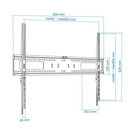Tooq soporte fijo de pared para tv de 60"-100" - peso max 75kg - vesa 900x600mm - negro