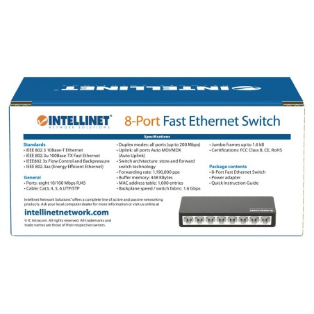 Intellinet 561730 switch 8p fast ethernet (10/100) negro