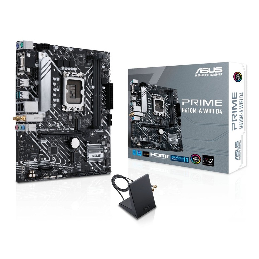 Placa base asus prime h610m-a wifi d4 intel h610 1700 micro atx 2 ddr4 vga hdmi dp wi-fi pcie4 2x m.2