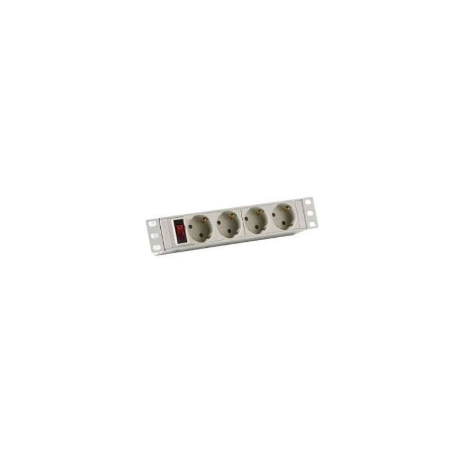 Regleta de enchufes efb 10" 1u 4xcee 7/3 con interruptor, aluminio, gris