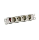 Regleta de enchufes efb 10" 1u 4xcee 7/3 con interruptor, aluminio, gris