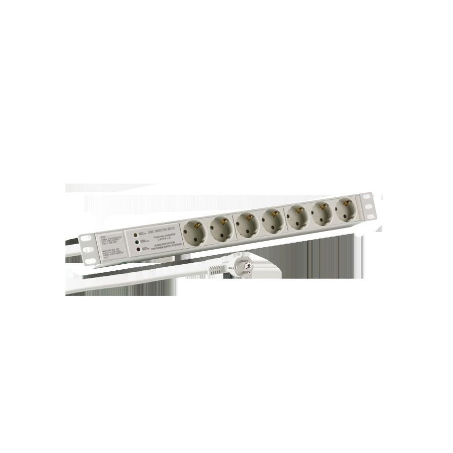 Regleta de enchufes efb 19" 1u 7xcee 7/3, üss, gris aluminio