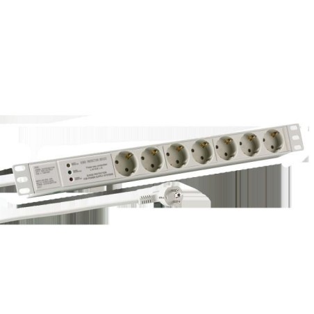 Regleta de enchufes efb 19" 1u 7xcee 7/3, üss, gris aluminio