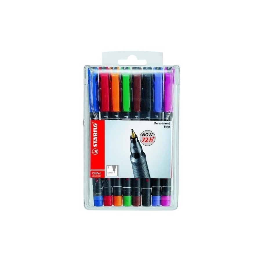 Stabilo ohpen pack de 8 rotuladores permanentes trazo de 0.4mm colores surtidos