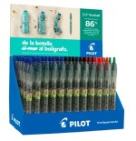 Pilot expositor 60 boligrafos de bola retractiles b2p ecoball begreen + 10 b2p gel begreen