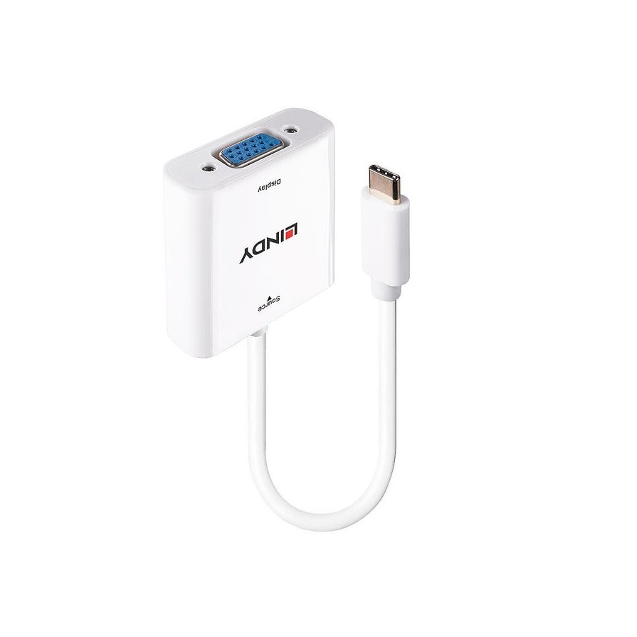Lindy 43355 adaptador de cable de vídeo usb tipo c vga (d-sub) blanco
