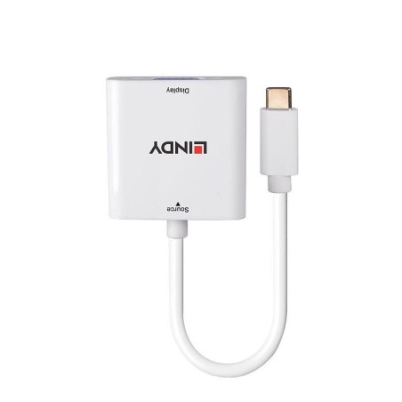 Lindy 43355 adaptador de cable de vídeo usb tipo c vga (d-sub) blanco