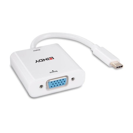 Lindy 43355 adaptador de cable de vídeo usb tipo c vga (d-sub) blanco