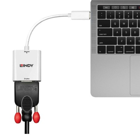 Lindy 43355 adaptador de cable de vídeo usb tipo c vga (d-sub) blanco